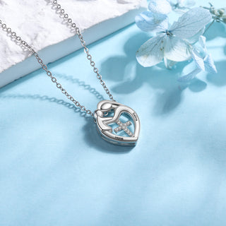 Custom Name Heart Necklace with Mother and Child