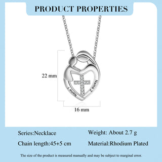 Custom Name Heart Necklace with Mother and Child