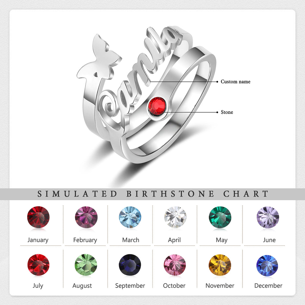 Custom Name Butterfly Ring