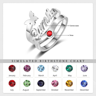 Custom Name Butterfly Ring