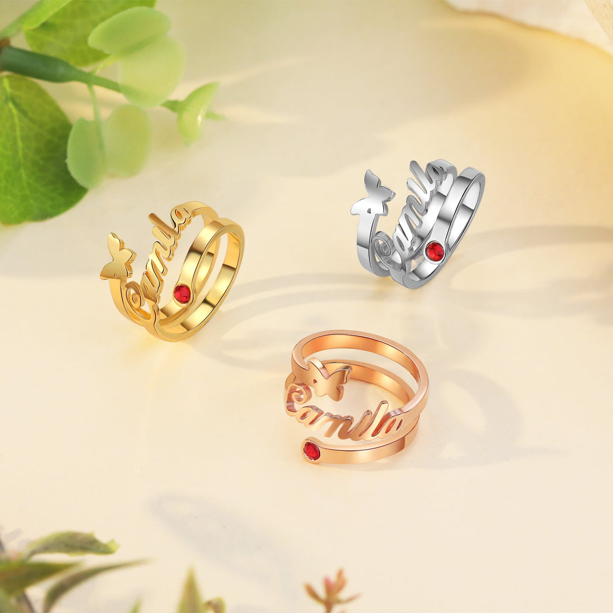 Custom Name Butterfly Ring
