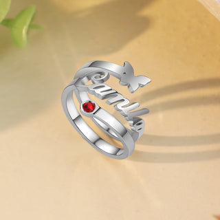 Custom Name Butterfly Ring