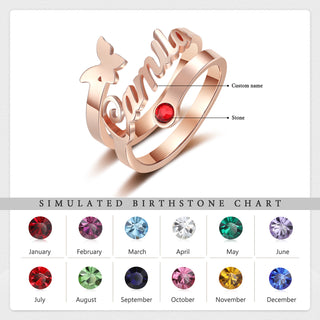 Custom Name Butterfly Ring