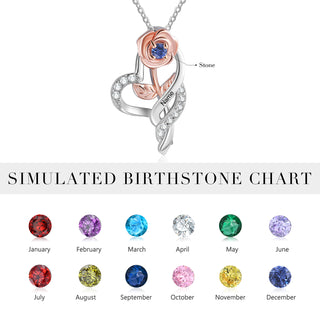 Custom Rose Flower Heart Necklace
