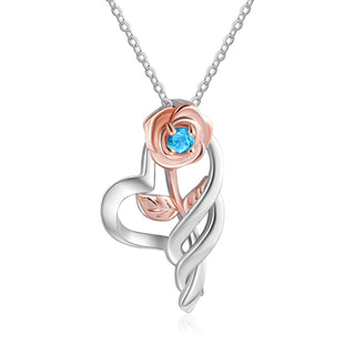 Custom Rose Flower Heart Necklace