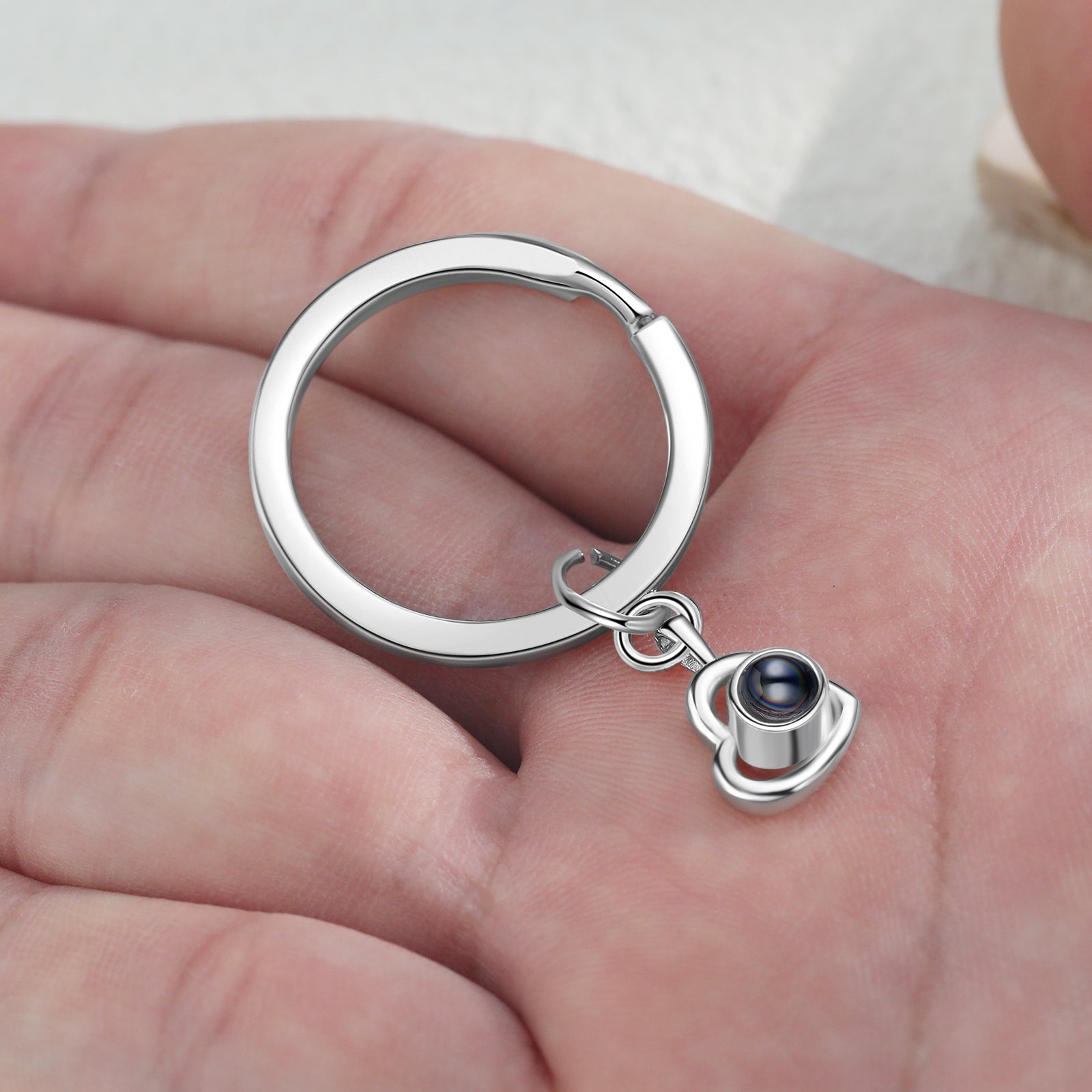 Custom Photo Projection Heart Keychain