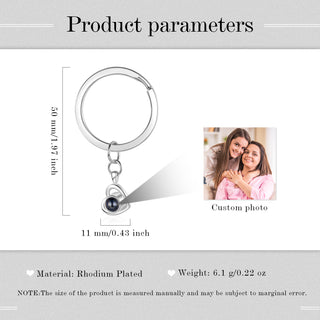 Custom Photo Projection Heart Keychain