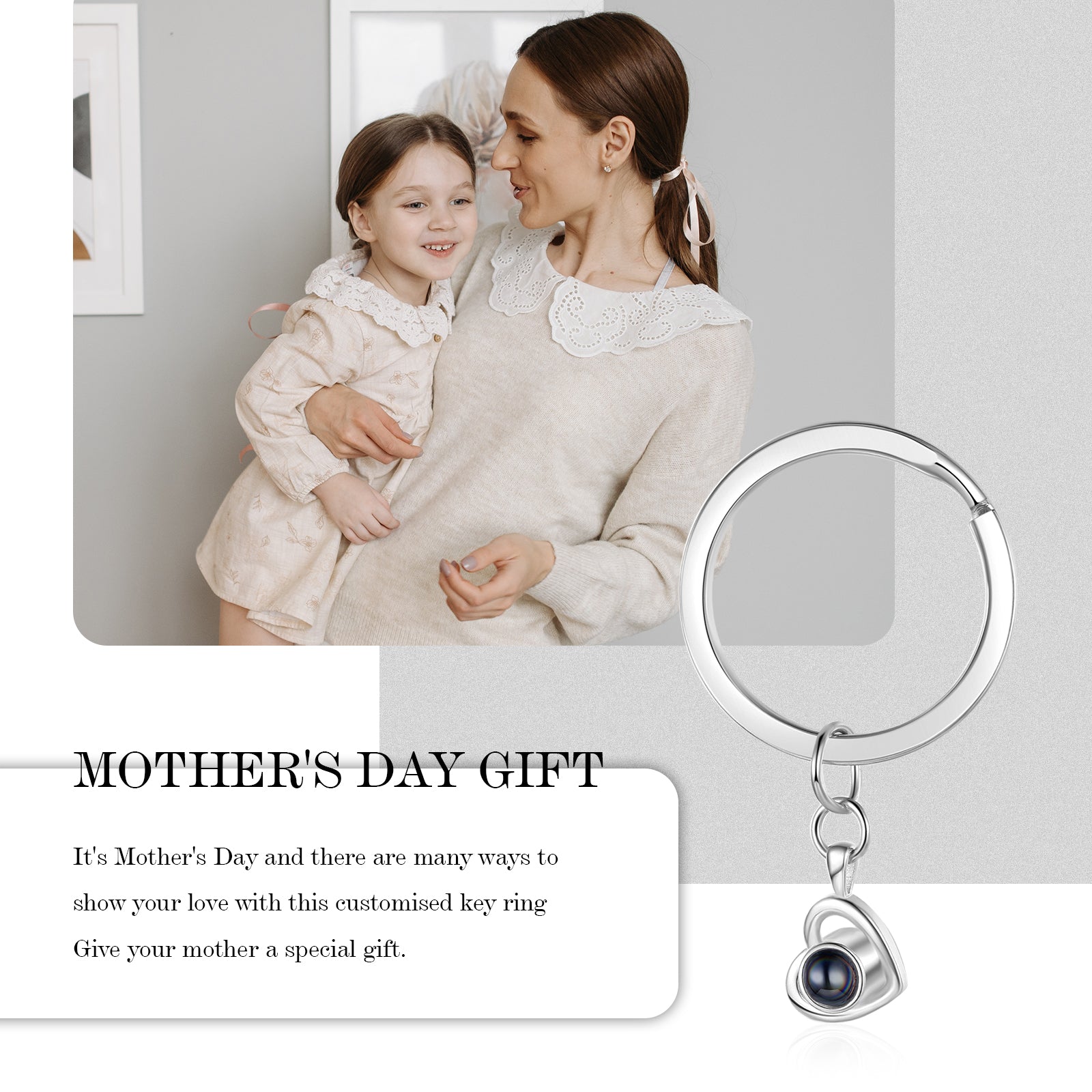 Custom Photo Projection Heart Keychain