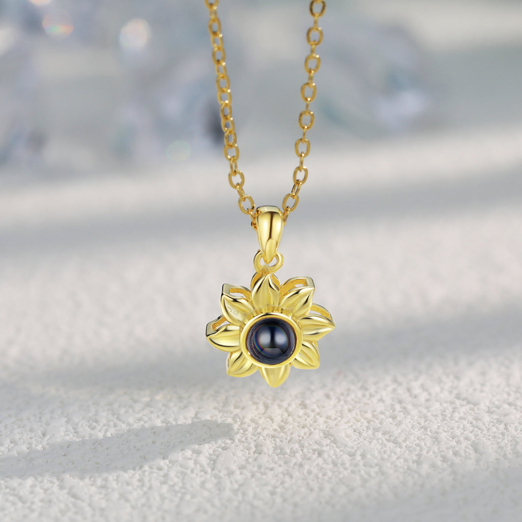 Personalized Sunflower Photo Projection Necklace