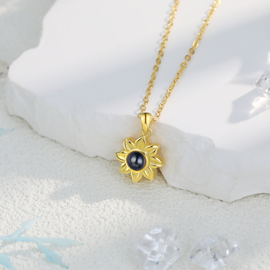 Personalized Sunflower Photo Projection Necklace