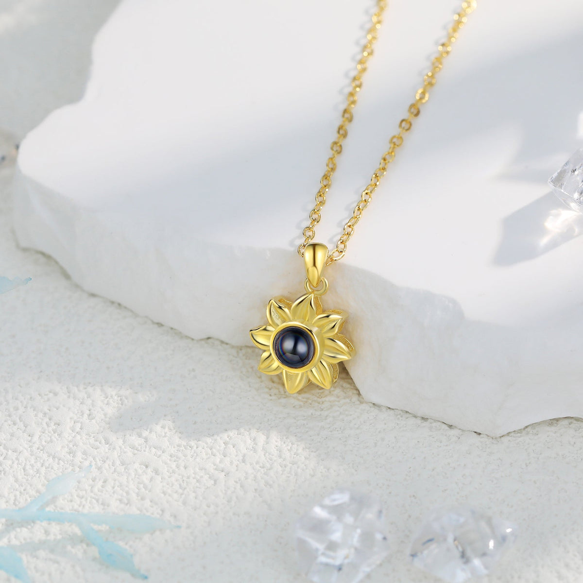Personalized Sunflower Photo Projection Necklace
