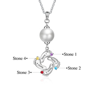 Custom Baby Feet Necklace with Pearl