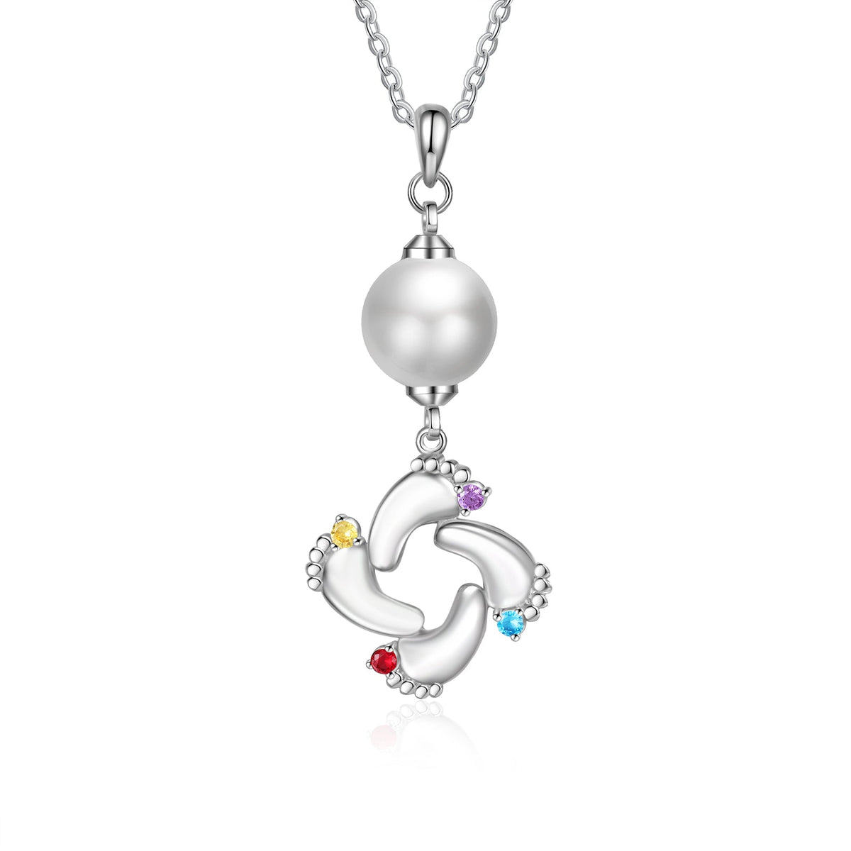 Custom Baby Feet Necklace with Pearl