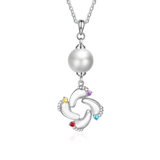Custom Baby Feet Necklace with Pearl