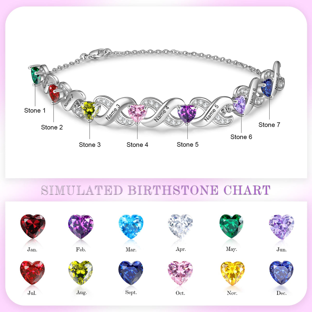 Custom Birthstone Infinity Bracelet