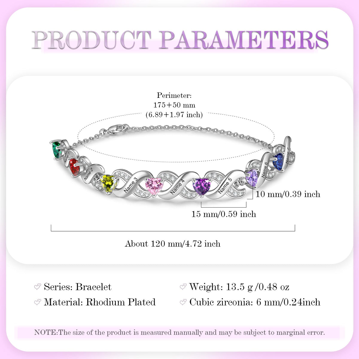 Custom Birthstone Infinity Bracelet