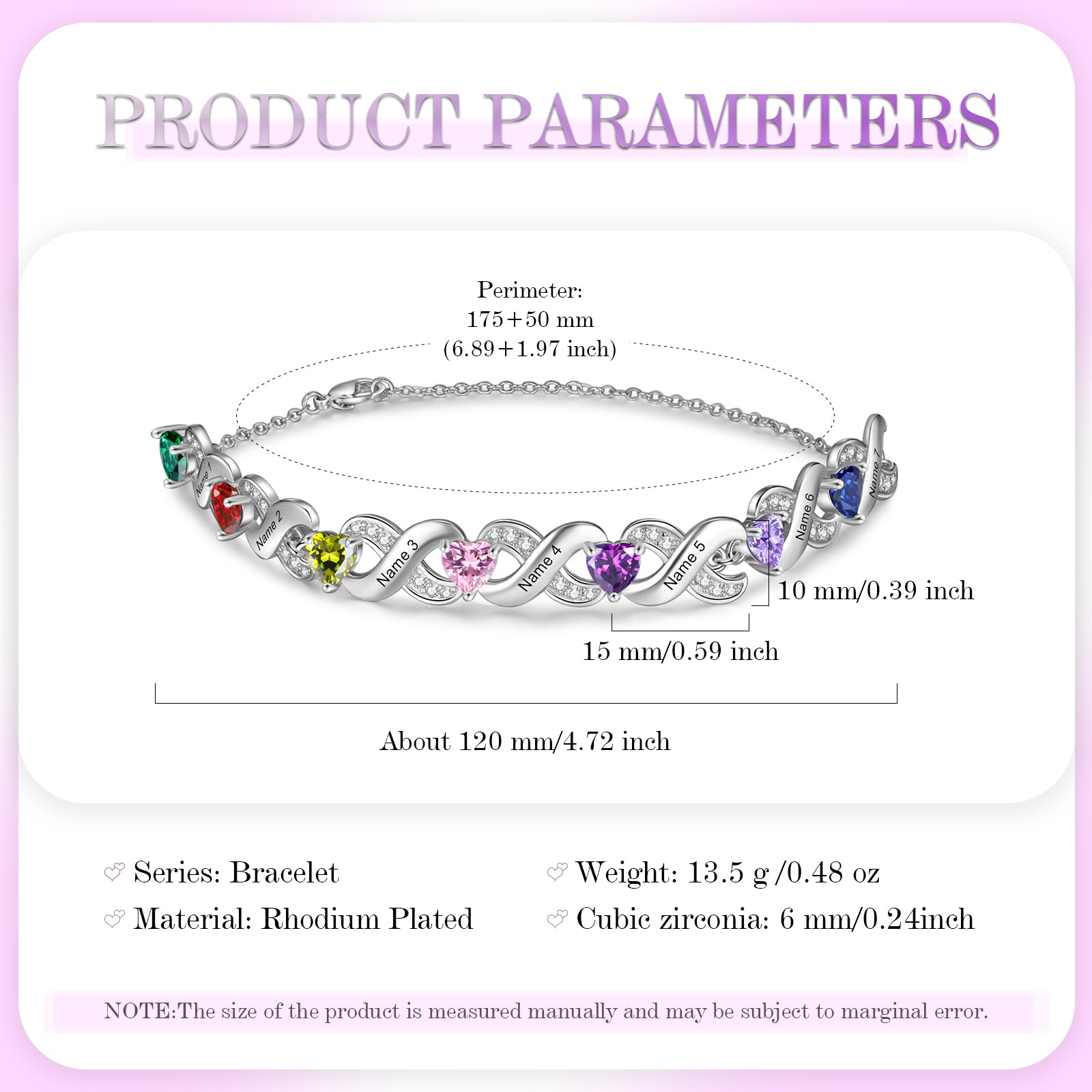 Custom Birthstone Infinity Bracelet