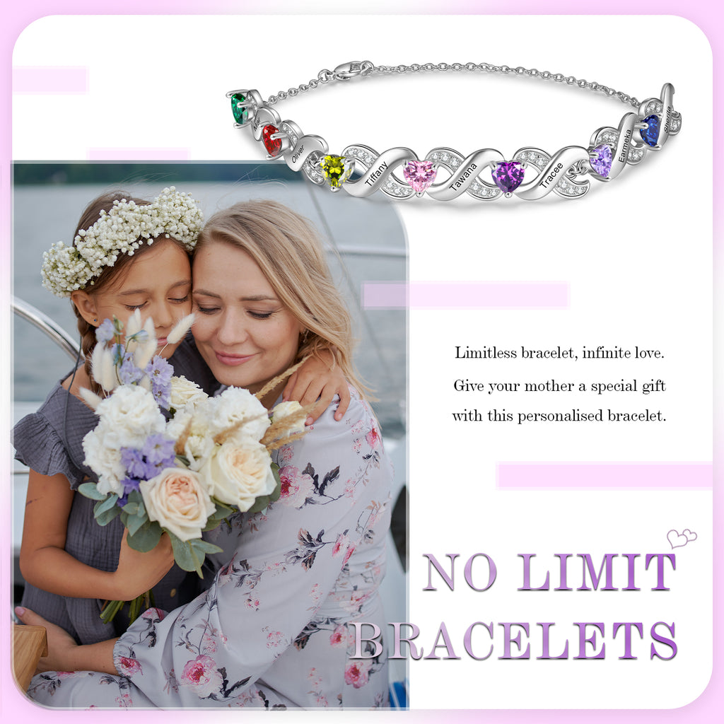 Custom Birthstone Infinity Bracelet