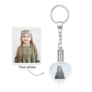 Personalized Photo Stainless Steel+Crystal Glass Keychain