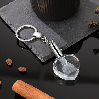 Personalized Photo Stainless Steel+Crystal Glass Keychain