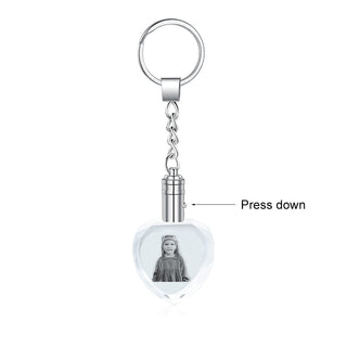 Personalized Photo Stainless Steel+Crystal Glass Keychain