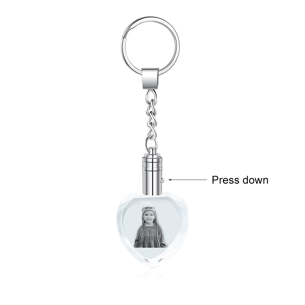 Personalized Photo Stainless Steel+Crystal Glass Keychain