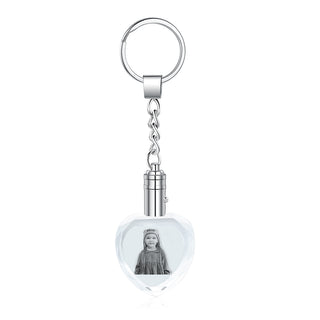 Personalized Photo Stainless Steel+Crystal Glass Keychain