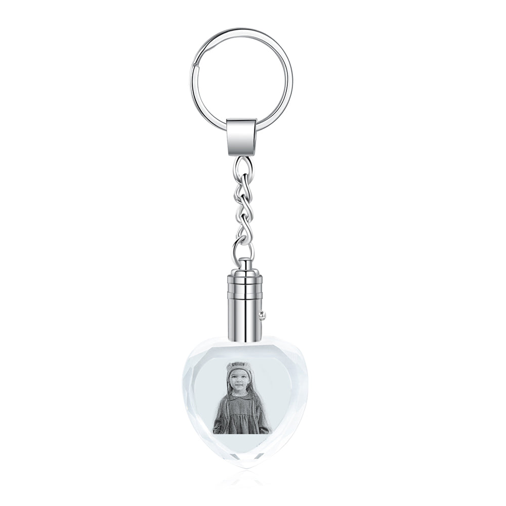 Personalized Photo Stainless Steel+Crystal Glass Keychain