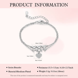 Custom Name Heart Bracelet with MOM Charm