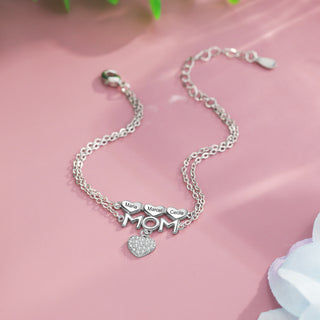 Custom Name Heart Bracelet with MOM Charm
