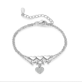 Custom Name Heart Bracelet with MOM Charm