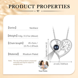 Custom Photo Projection Heart Necklace
