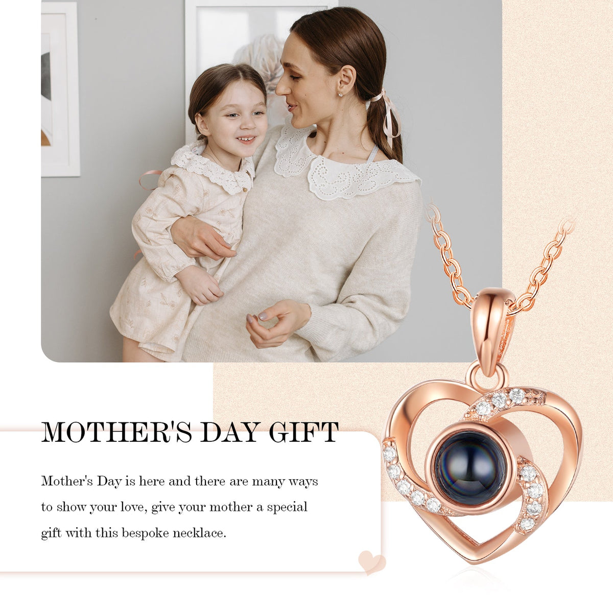 Custom Photo Projection Heart Necklace