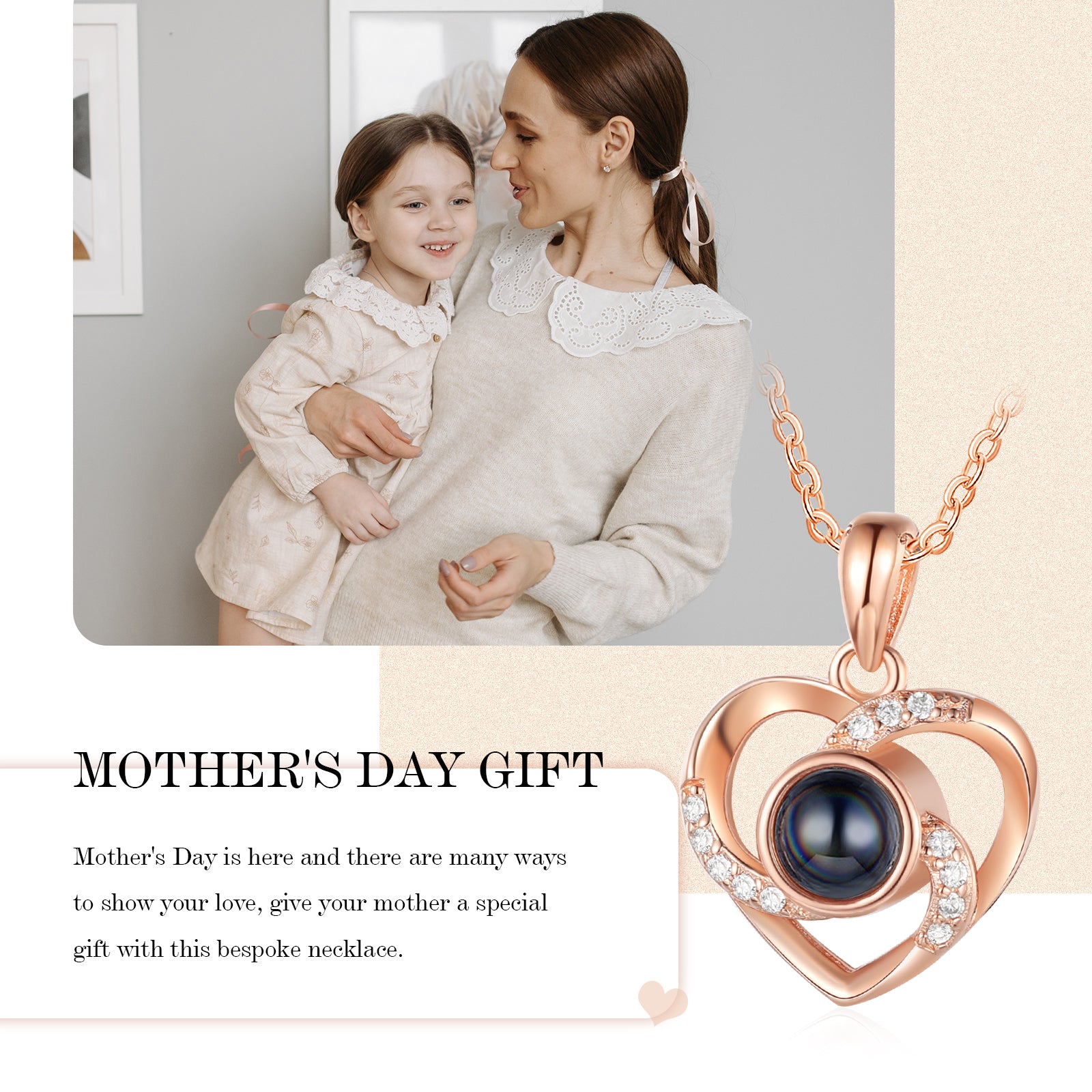 Custom Photo Projection Heart Necklace