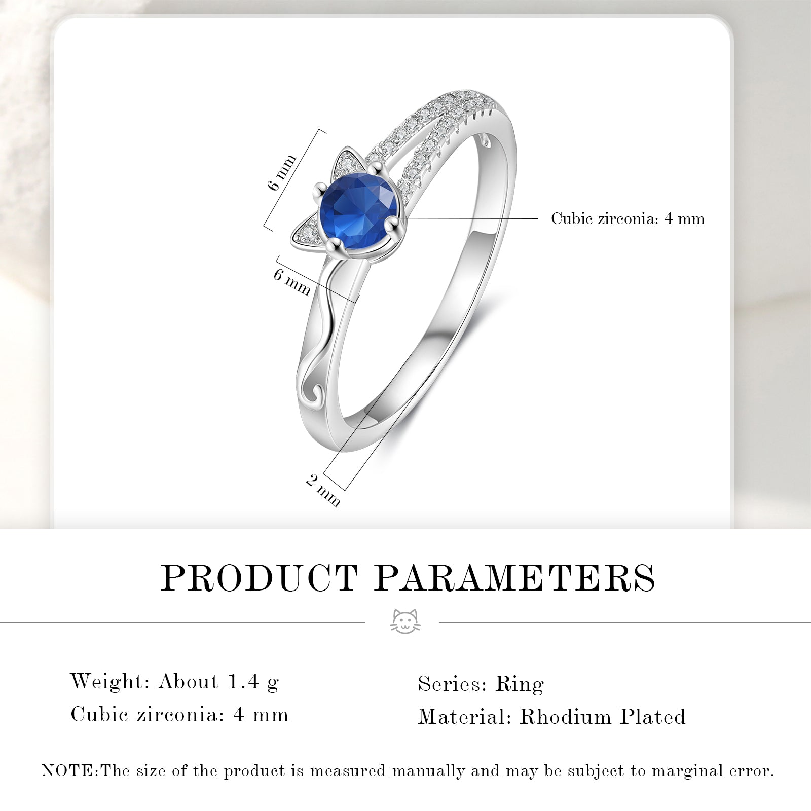 Personalized Birthstone Cat Ring