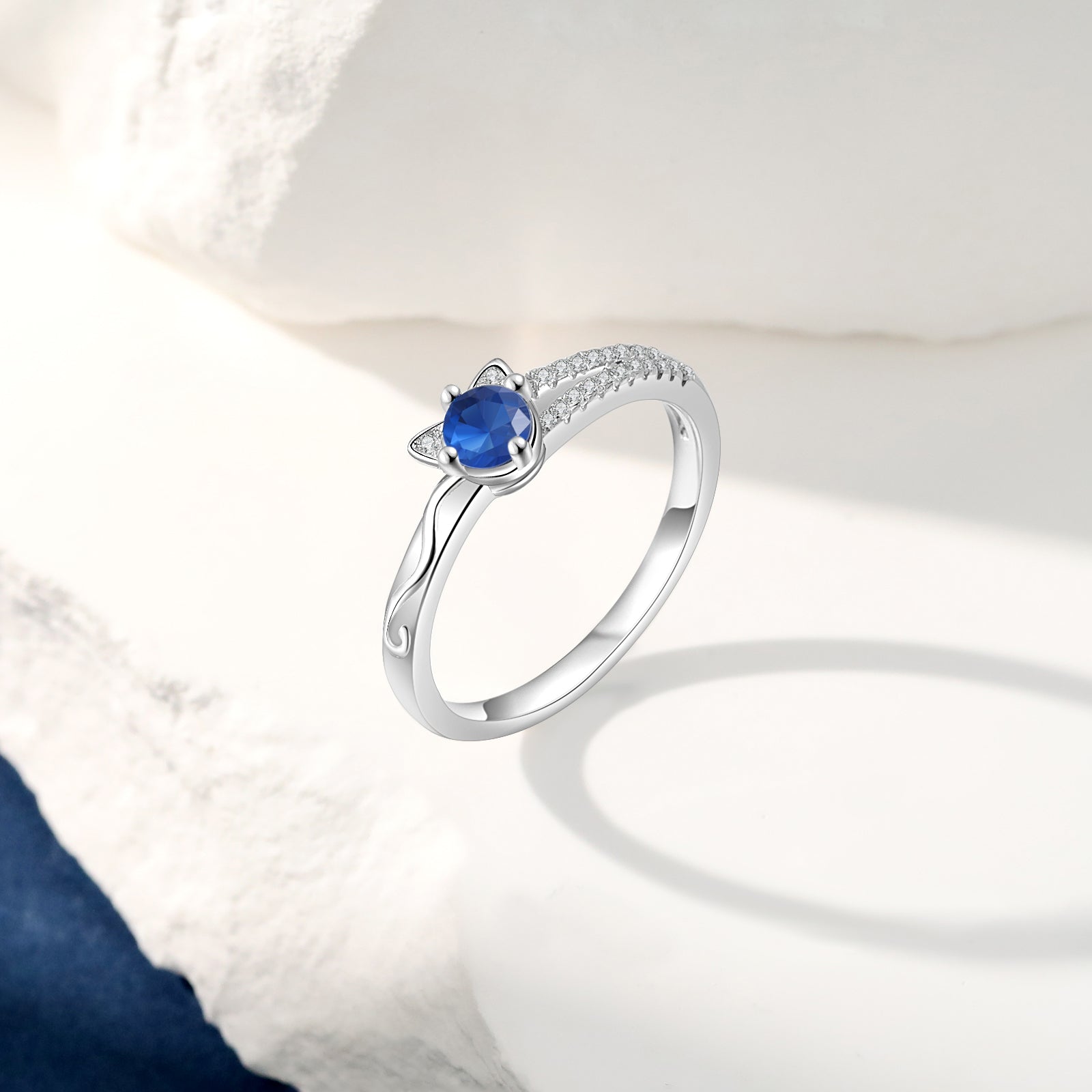 Personalized Birthstone Cat Ring