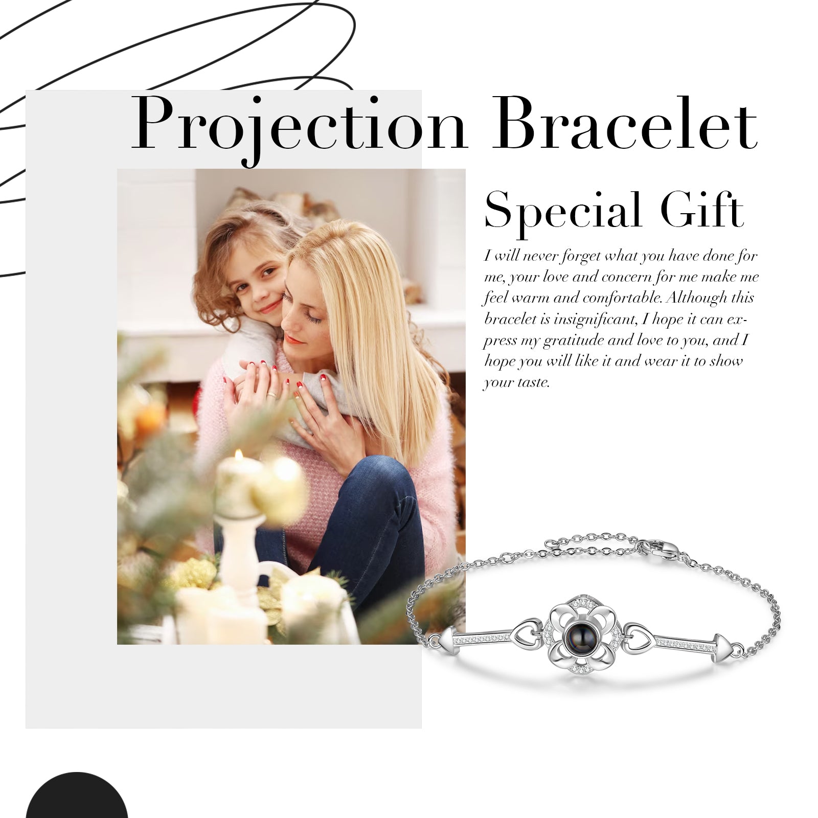 Custom Photo Projection Flower Necklace