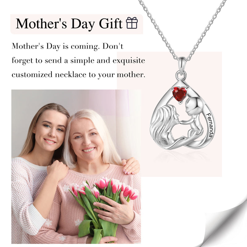 Custom Mother and Child Heart Necklace