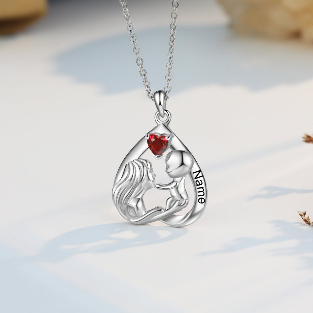 Custom Mother and Child Heart Necklace