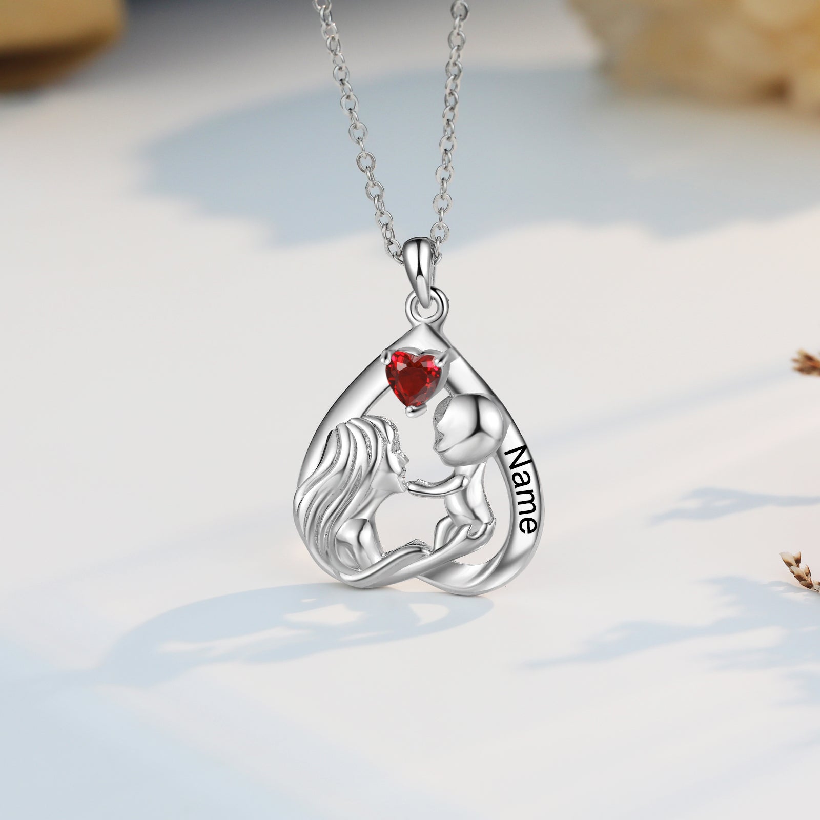 Custom Mother and Child Heart Necklace