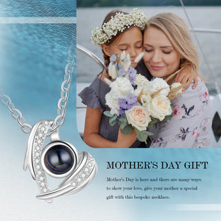 Custom Photo Projection Necklace with Wing