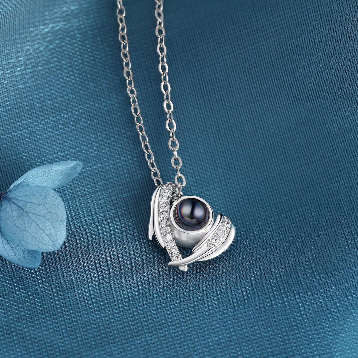 Custom Photo Projection Necklace with Wing