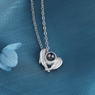 Custom Photo Projection Necklace with Wing