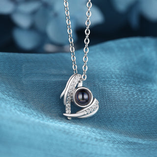 Custom Photo Projection Necklace with Wing