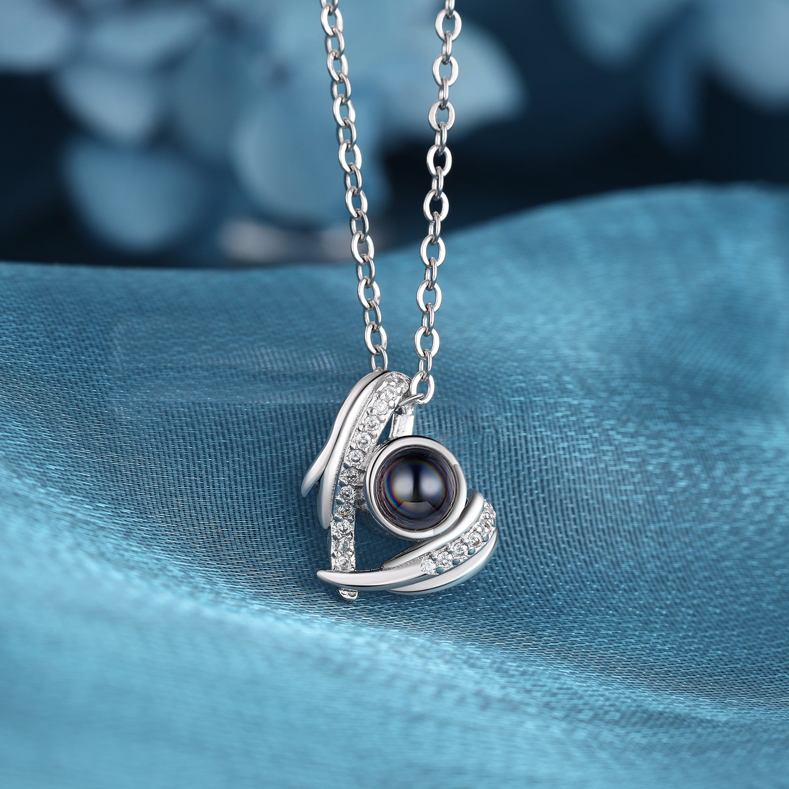 Custom Photo Projection Necklace with Wing