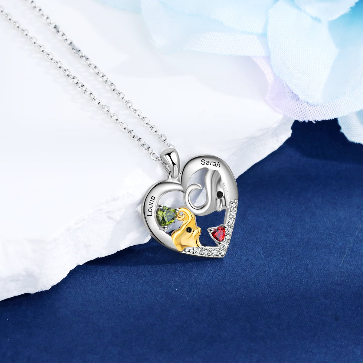 Custom Mother and Child Elephant Necklace