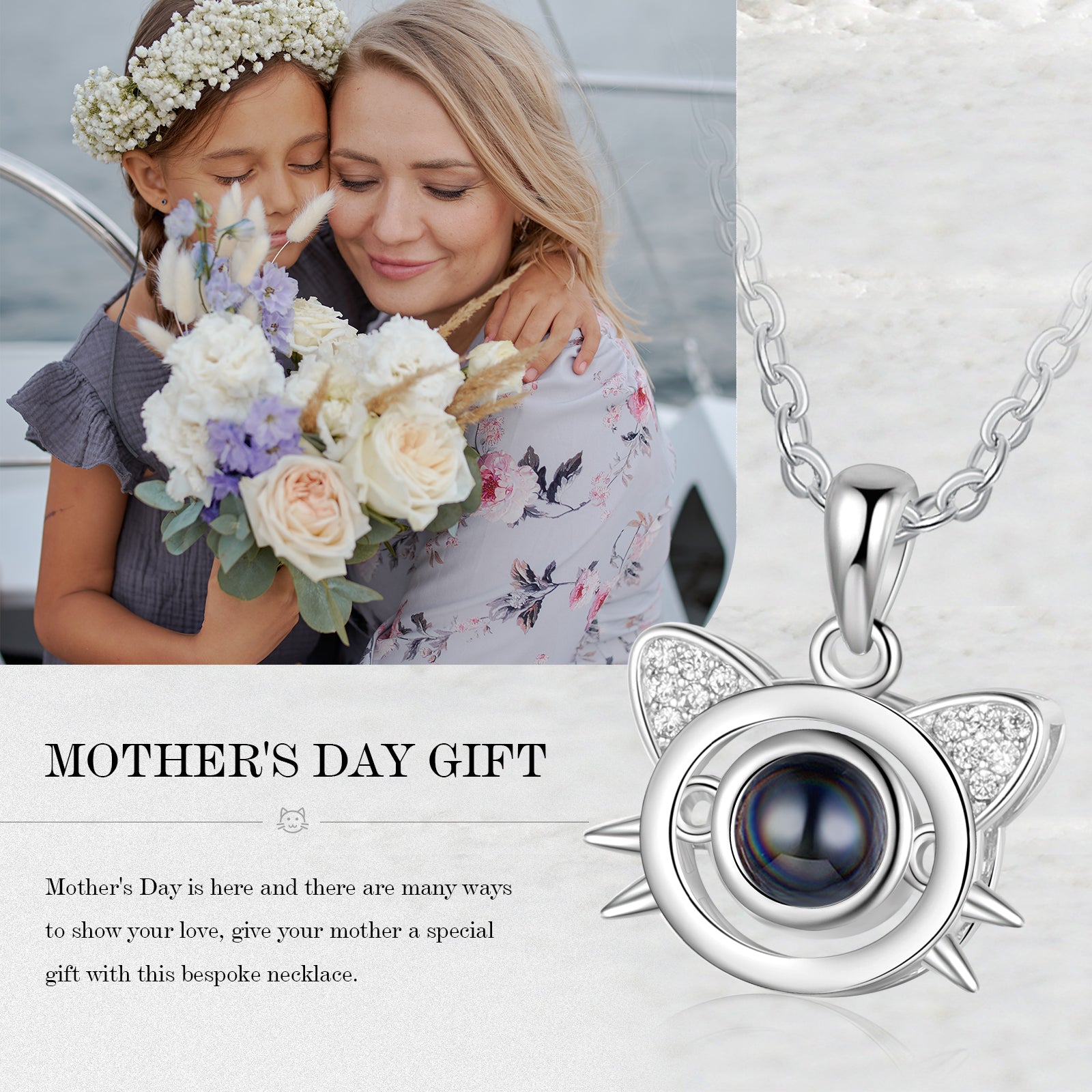 Custom Photo Projection Cat Necklace