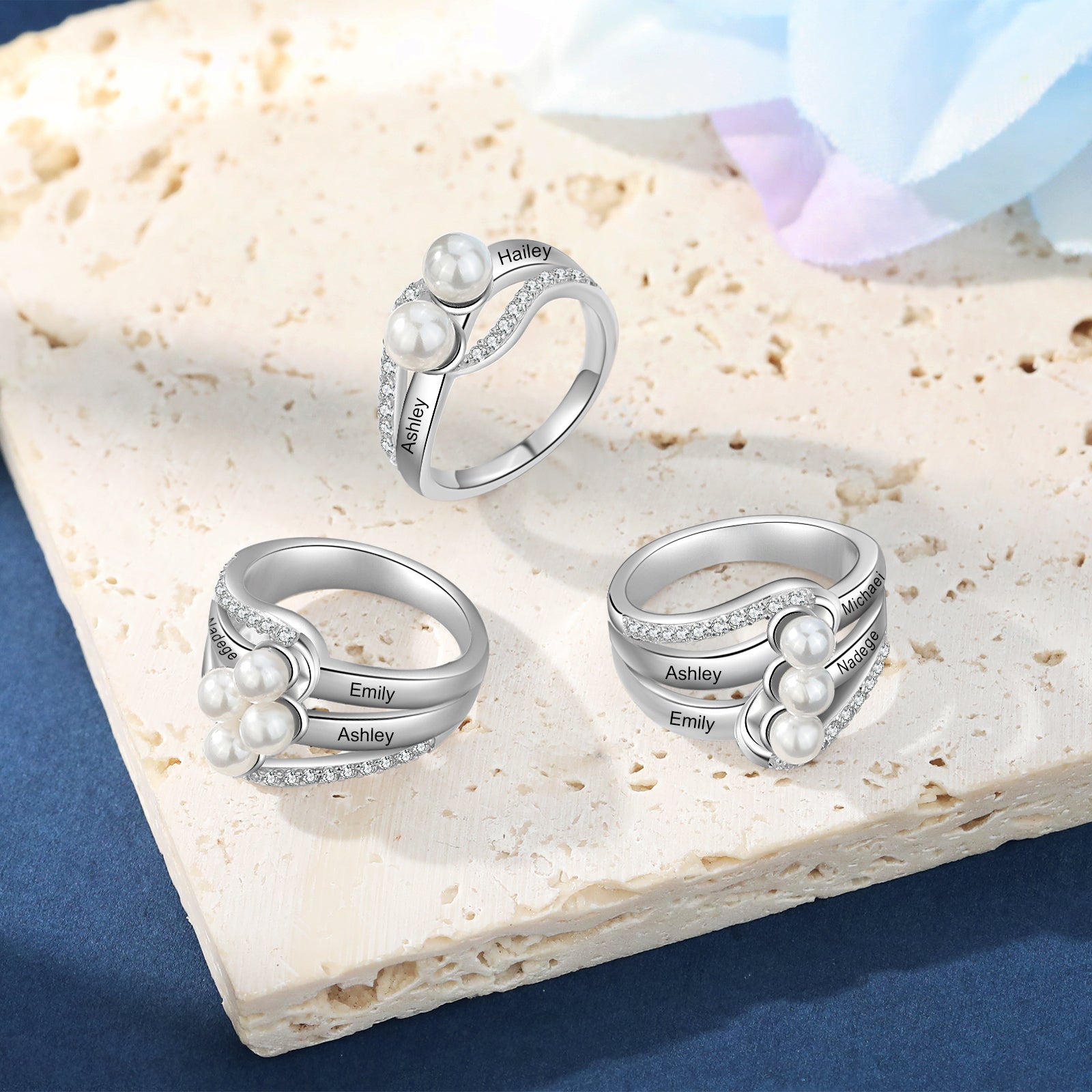 Custom Name Pearl Ring