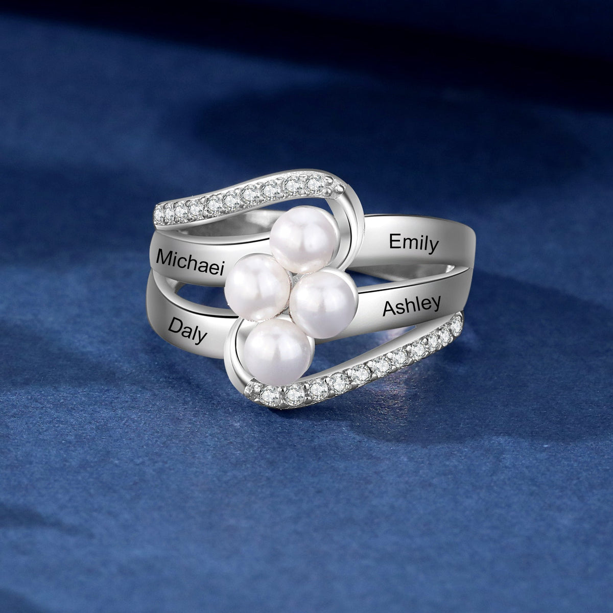 Custom Name Pearl Ring