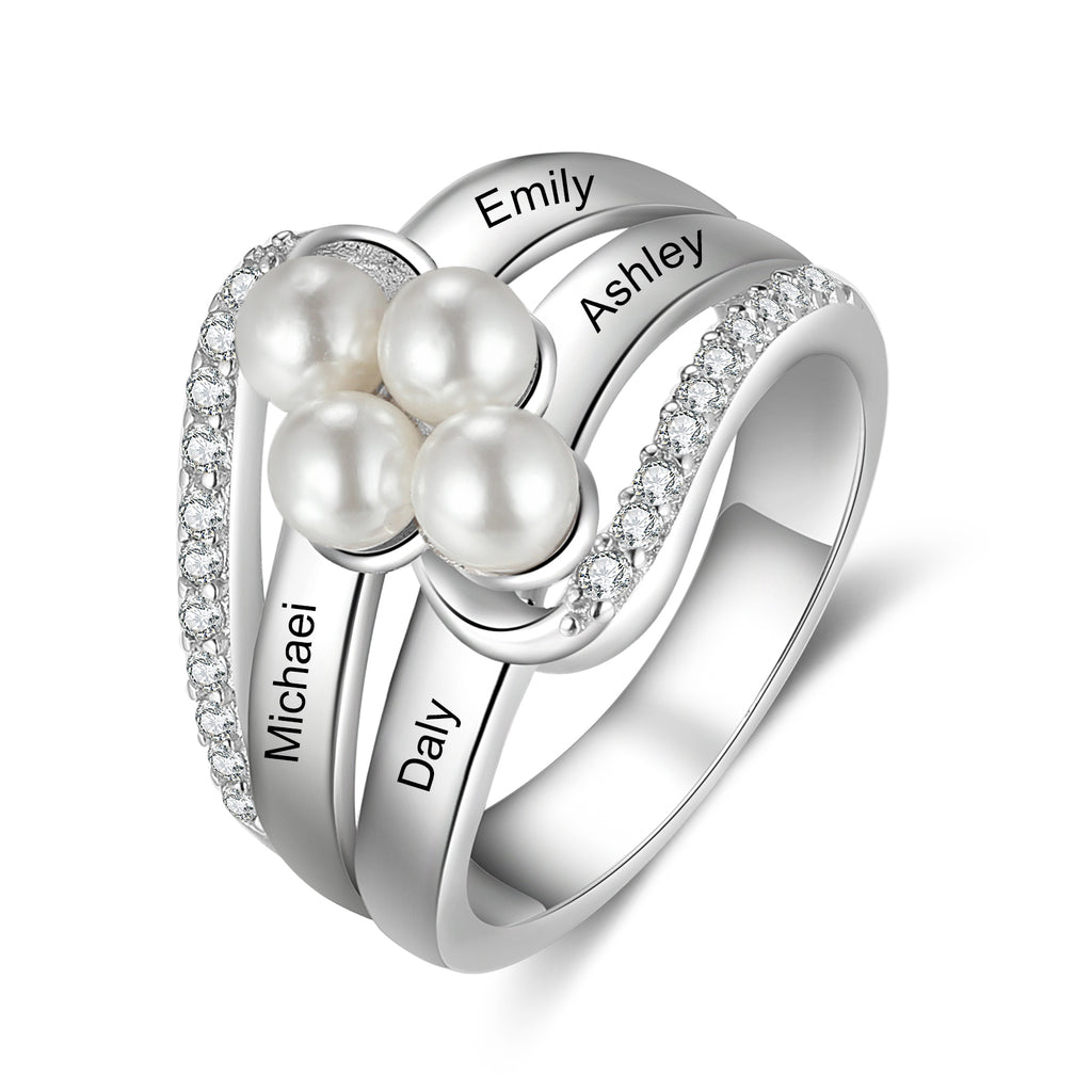 Custom Name Pearl Ring